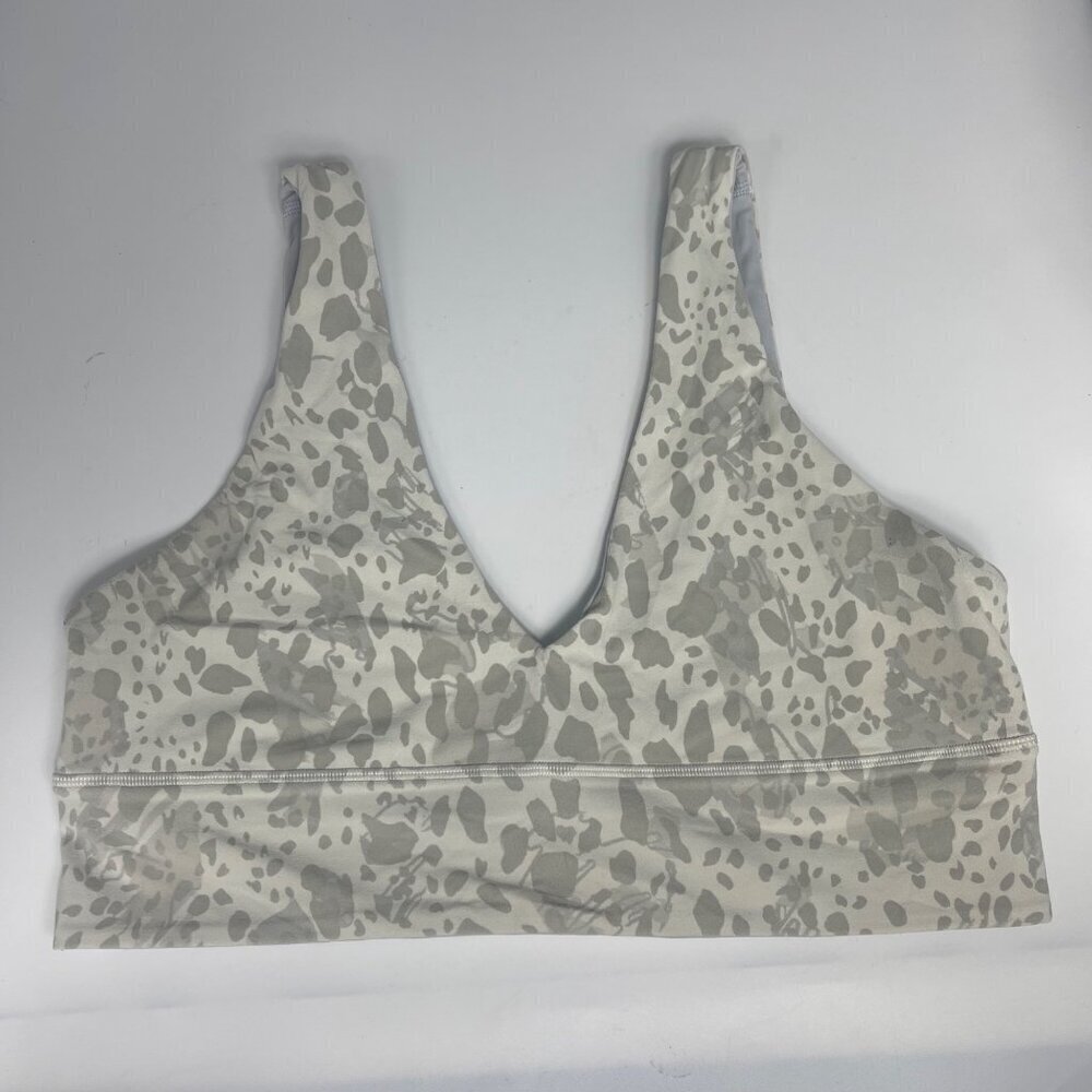 Lululemon Align V-Neck Bra Light Support A/B Cup Size 12 Cheetah Camo Antique Wh - Picture 4 of 10